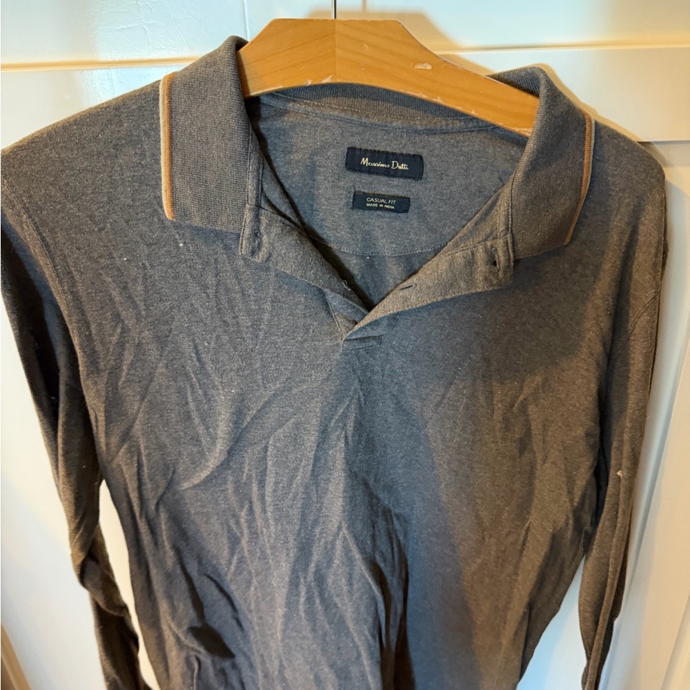 Massimo Dutti Charcoal Polo Shirt